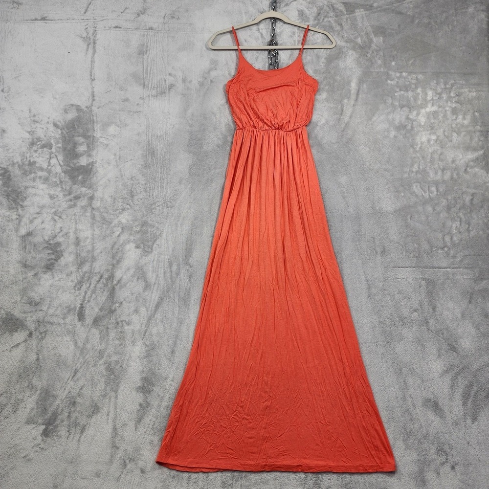 Lush Dress Womens‎ XS Orange Scoop Neck Spaghetti Strap Maxi Sundress Stretch